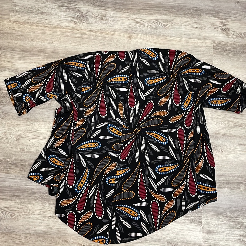 LuLaRoe Black Multi-Color Paisley Print Open Front Short Sleeve Cardigan Size S - Picture 3 of 12
